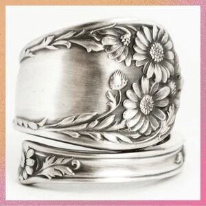 Boho Daisy or Sunflower Spoon Ring #760